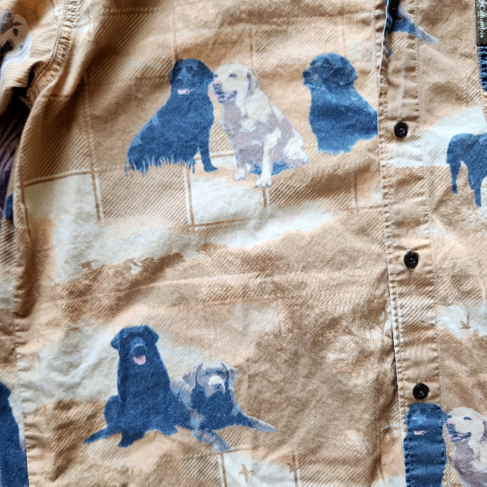 Columbia "River Lodge" Labrador Dog Hunting Shirt Tan Yellow Gold, Men's Size L - Picture 4 of 9